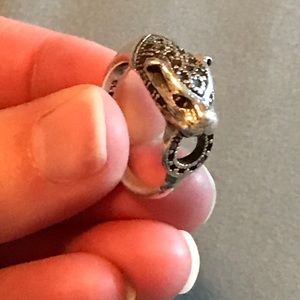 Leopard silver tone ring